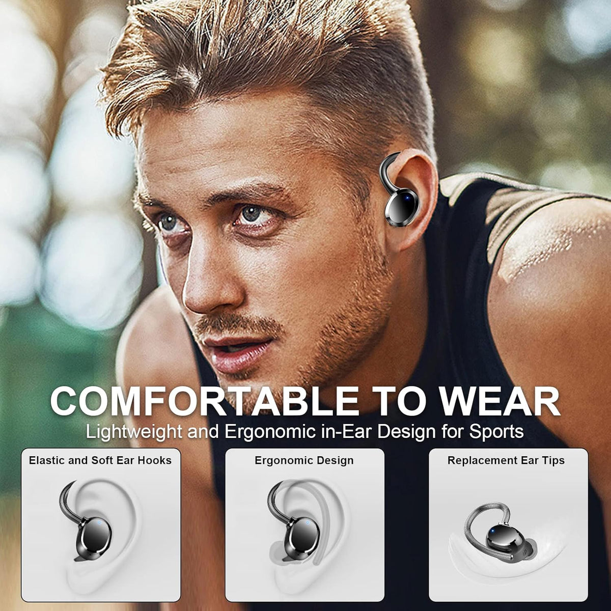Wireless Bluetooth 5.1 Earbuds with Earhooks, IP7 Waterproof, 48H Playtime A270741