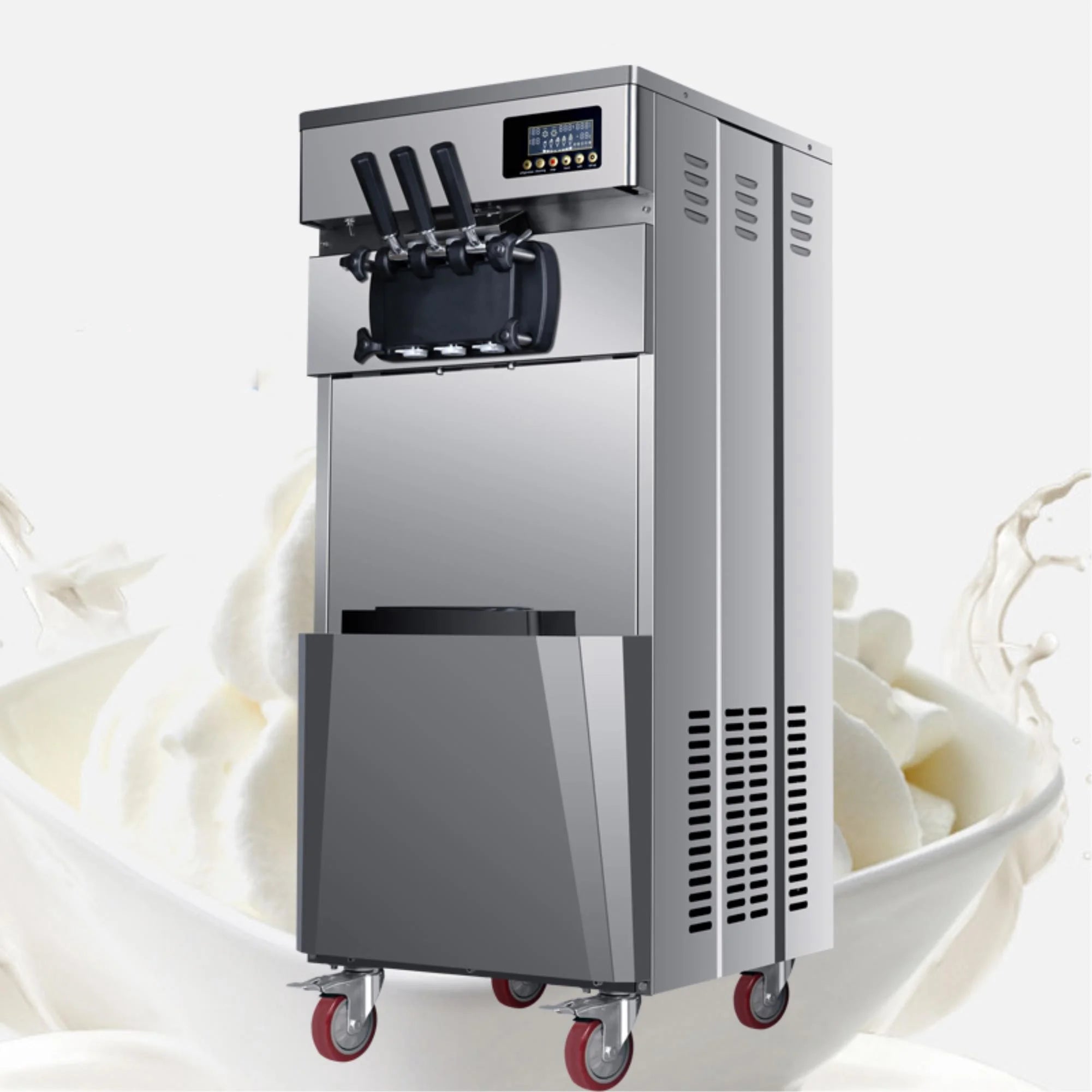 Commercial Three Flavors Ice Cream Maker with Stainless Steel Stand W818