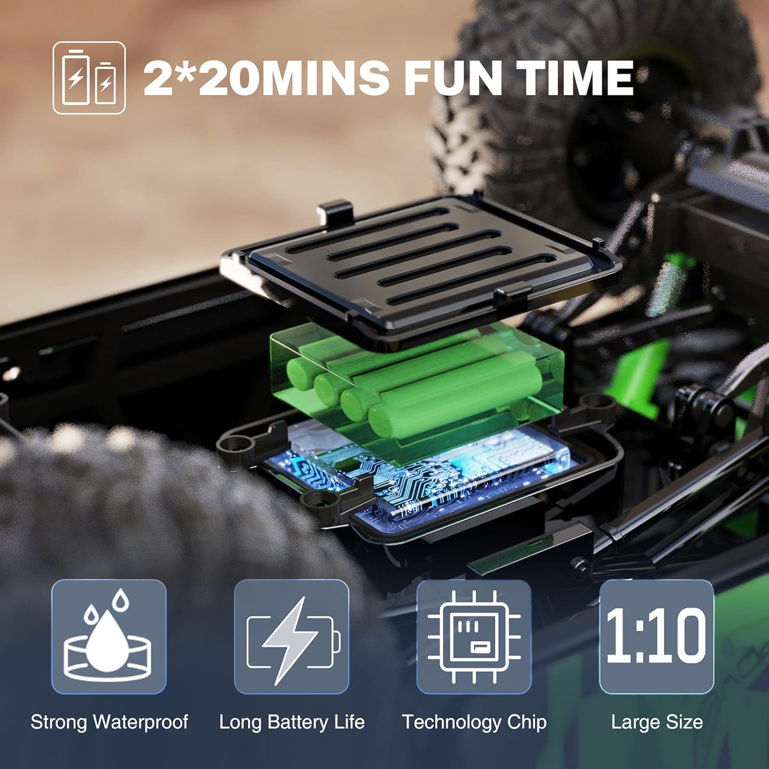 Green 4WD Waterproof Remote Control Monster Truck X7663