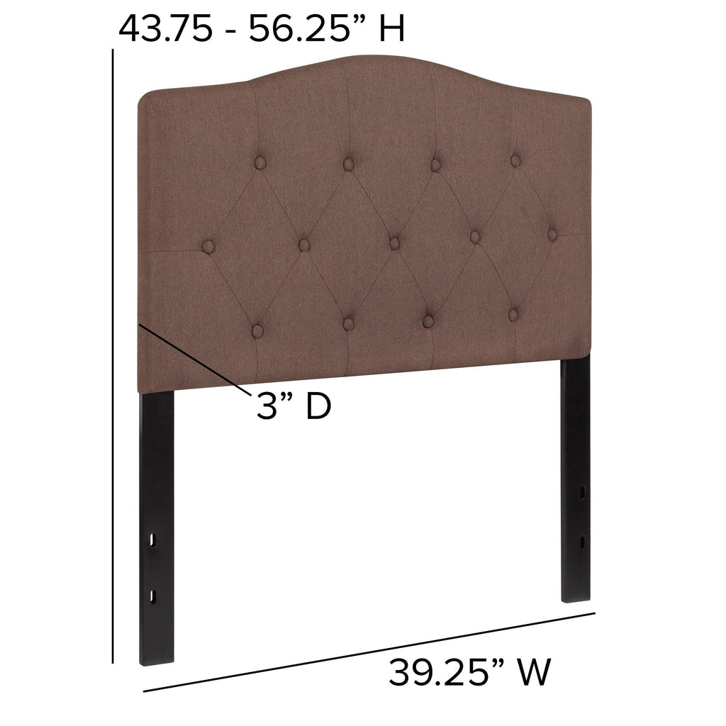 Tufted Upholstered Twin Size Headboard in Camel Fabric I81443