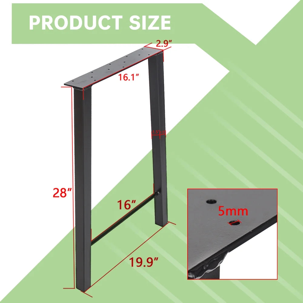28"H×20"W Black Metal Desk Legs H590
