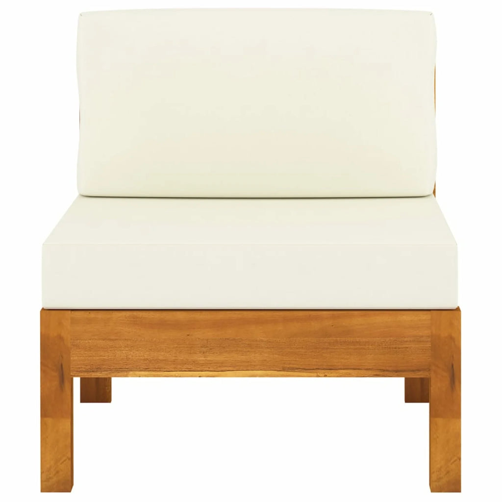 Solid Acacia Wood Sofa with White Cushions M5341