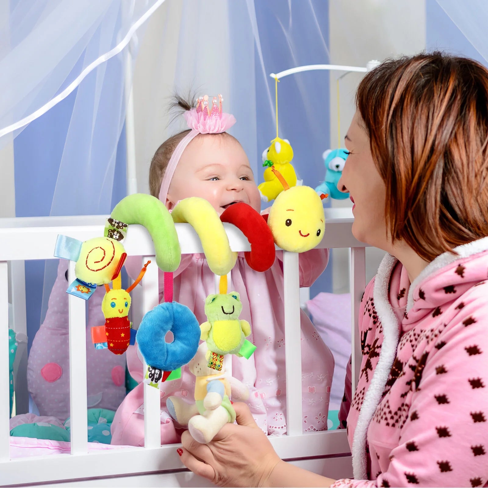 Baby Crib Cot Pram Hanging Rattles Spiral Stroller Car Seat Toy R6749