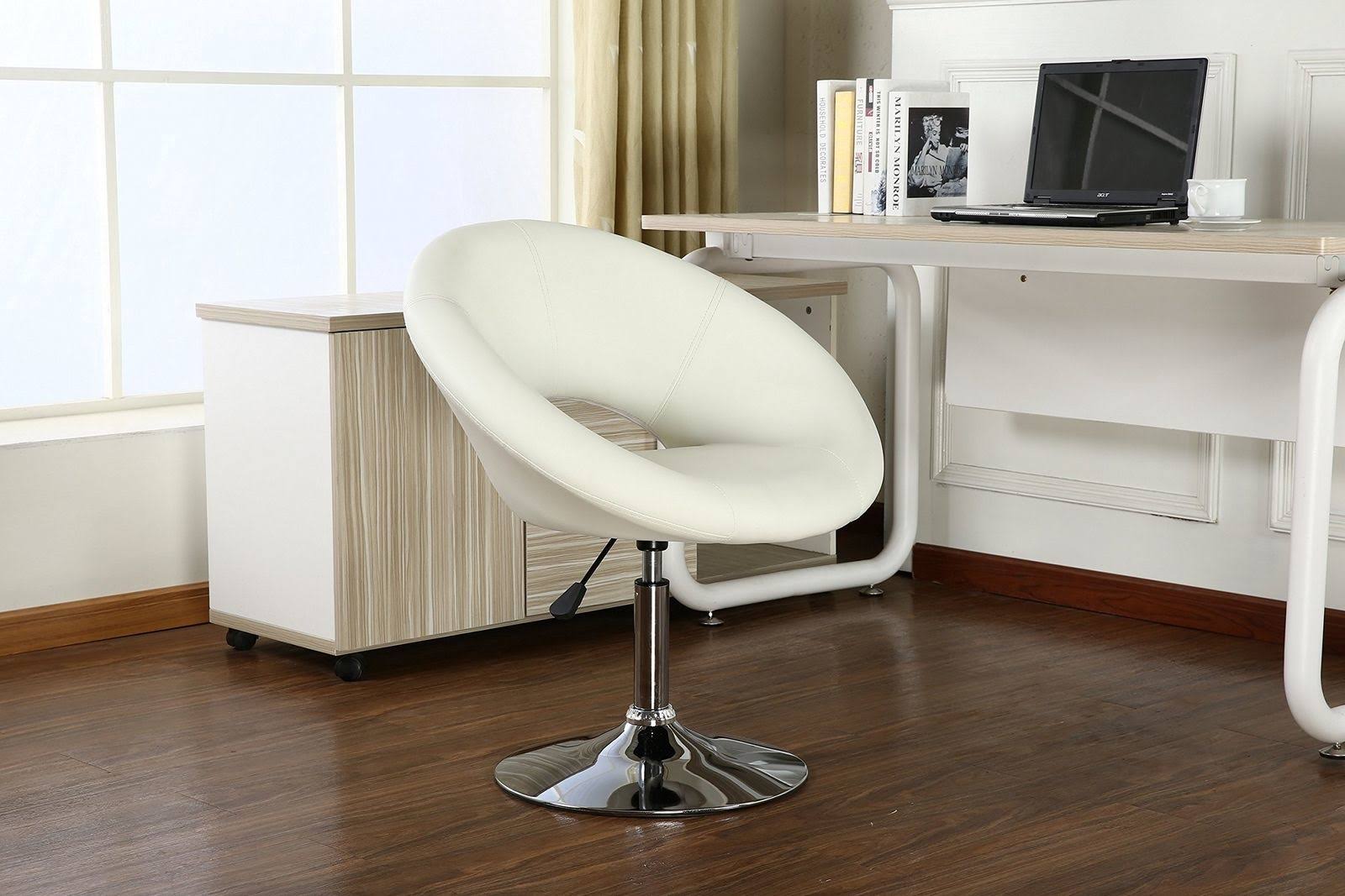 Chrome Adjustable Swivel Chair with White Seat N2661