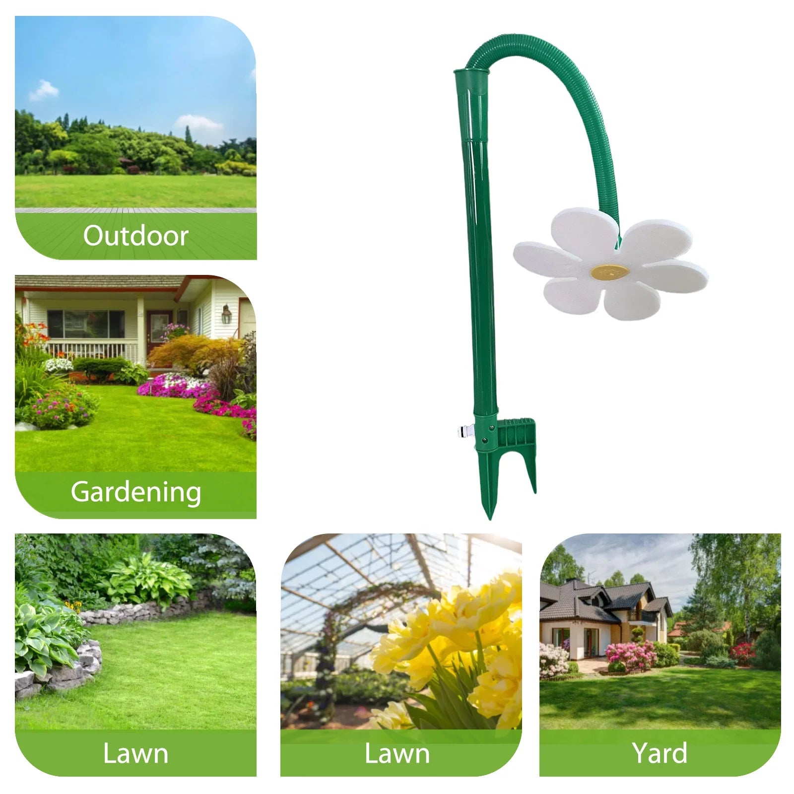 Flower Shaped Dancing Sprinklers Lawn Watering with 2pcs Adapter (White) J1017