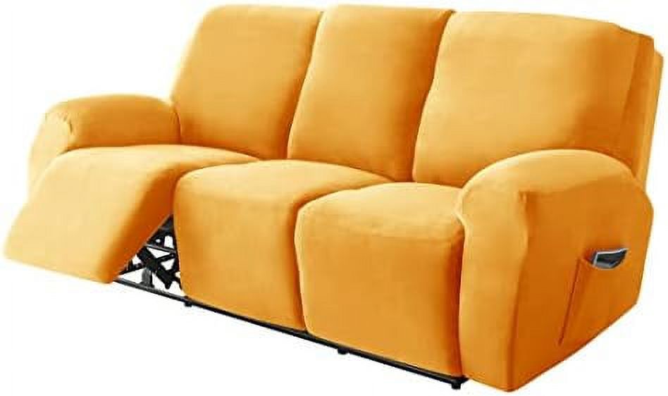Velvet Recliner Sofa Slipcover 8 Pieces with Side Pocket K131208