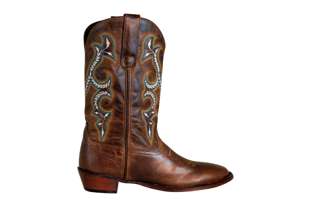 Brown Leather Square Toe Western Boots G30429