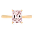Emerald Cut Pink Simulated Diamond 18k Yellow Gold Ring Size 9 A65161