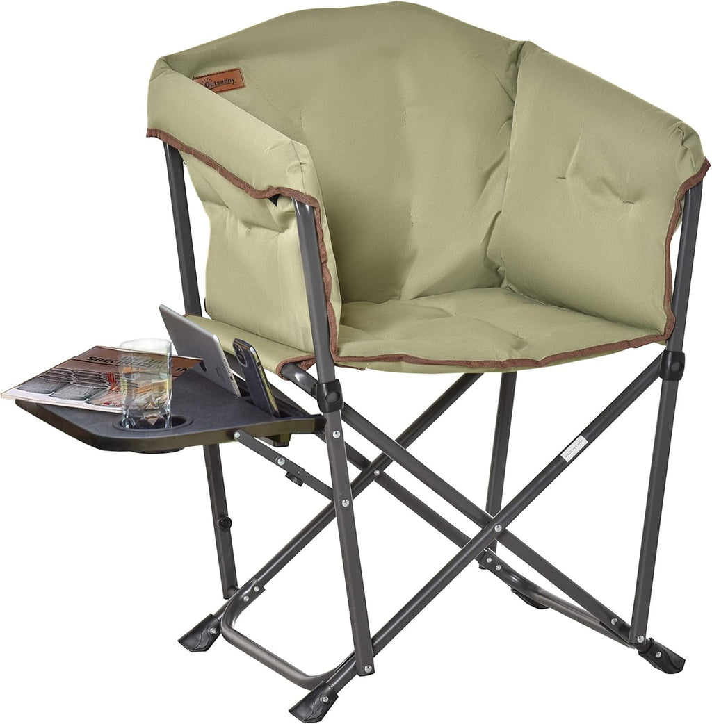 Green Oversized Folding Director Chair with Side Table V1387