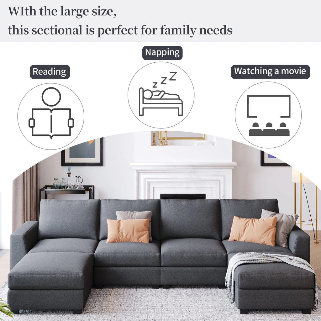 U Shaped Sofa with Removable Ottomans D54952