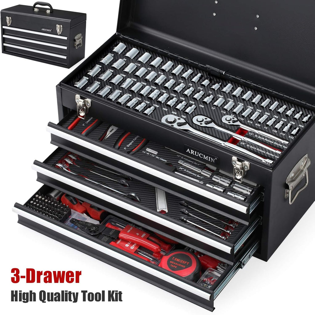 438-Piece Mechanics Tool Set with 3-Drawer Metal Box P242