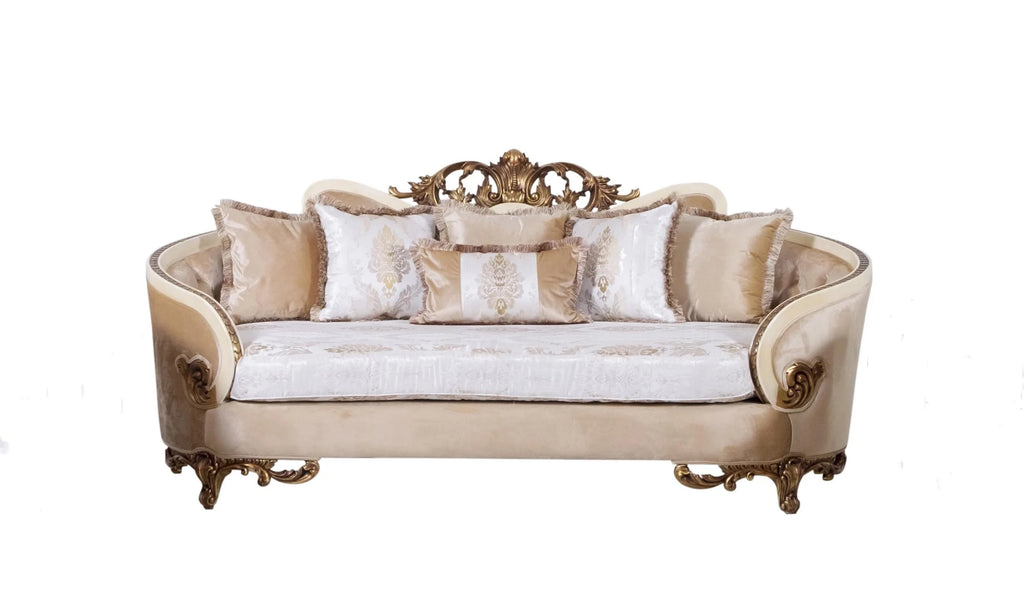 Beige & Gold Wood Trim Sofa L170660
