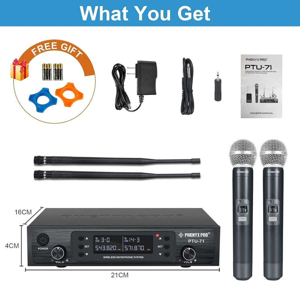 Dual Handheld Wireless Microphone System, 2x100 Channels C970223