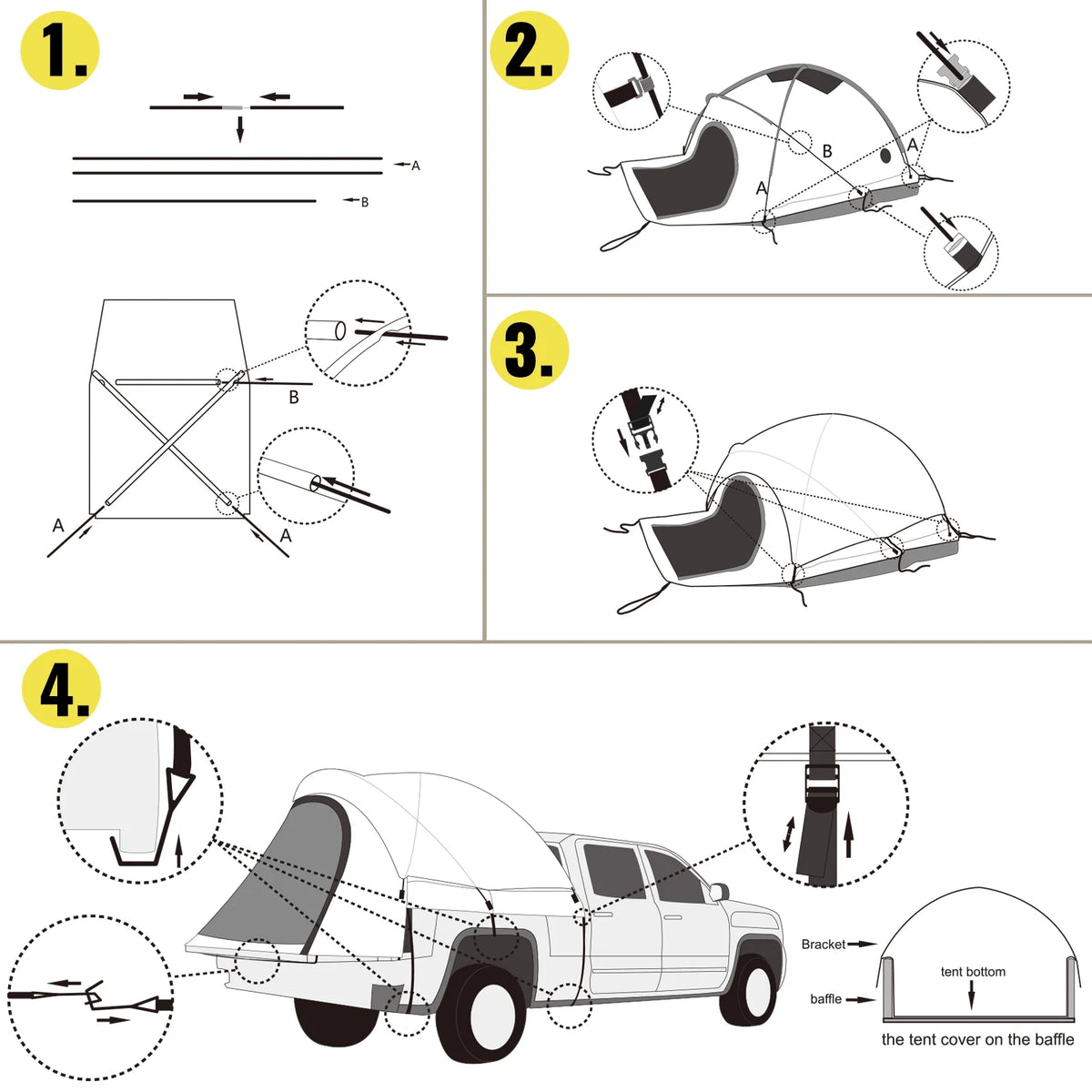 Full Size Waterproof Truck Bed Tent K4860