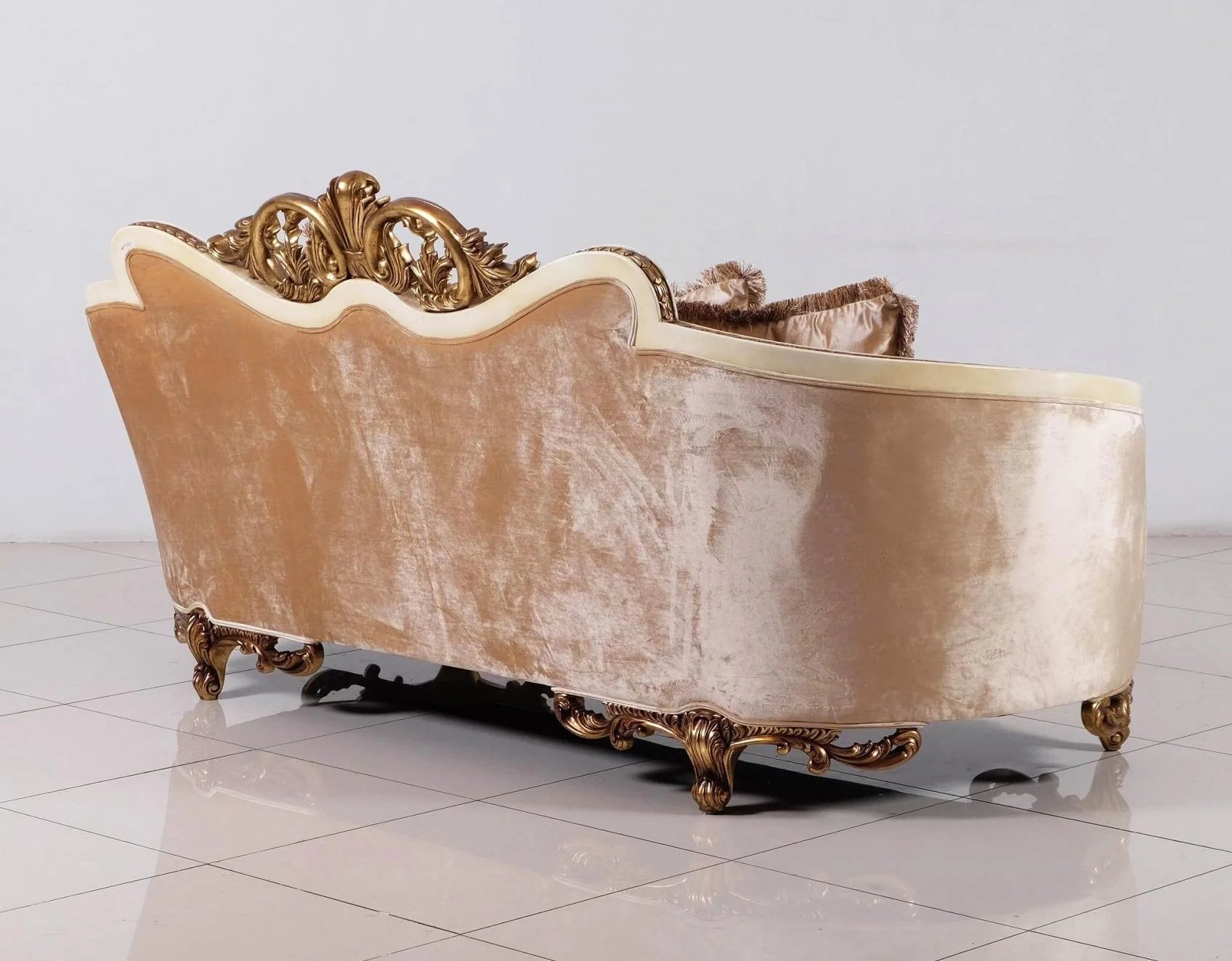 Beige & Gold Wood Trim Sofa L170660