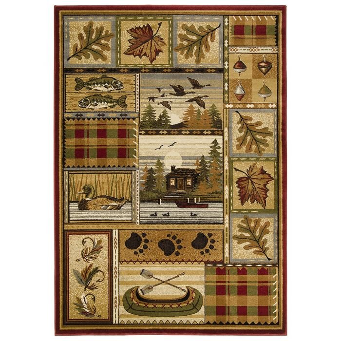 Beige/Multicolor Cabin Area Rug V3930