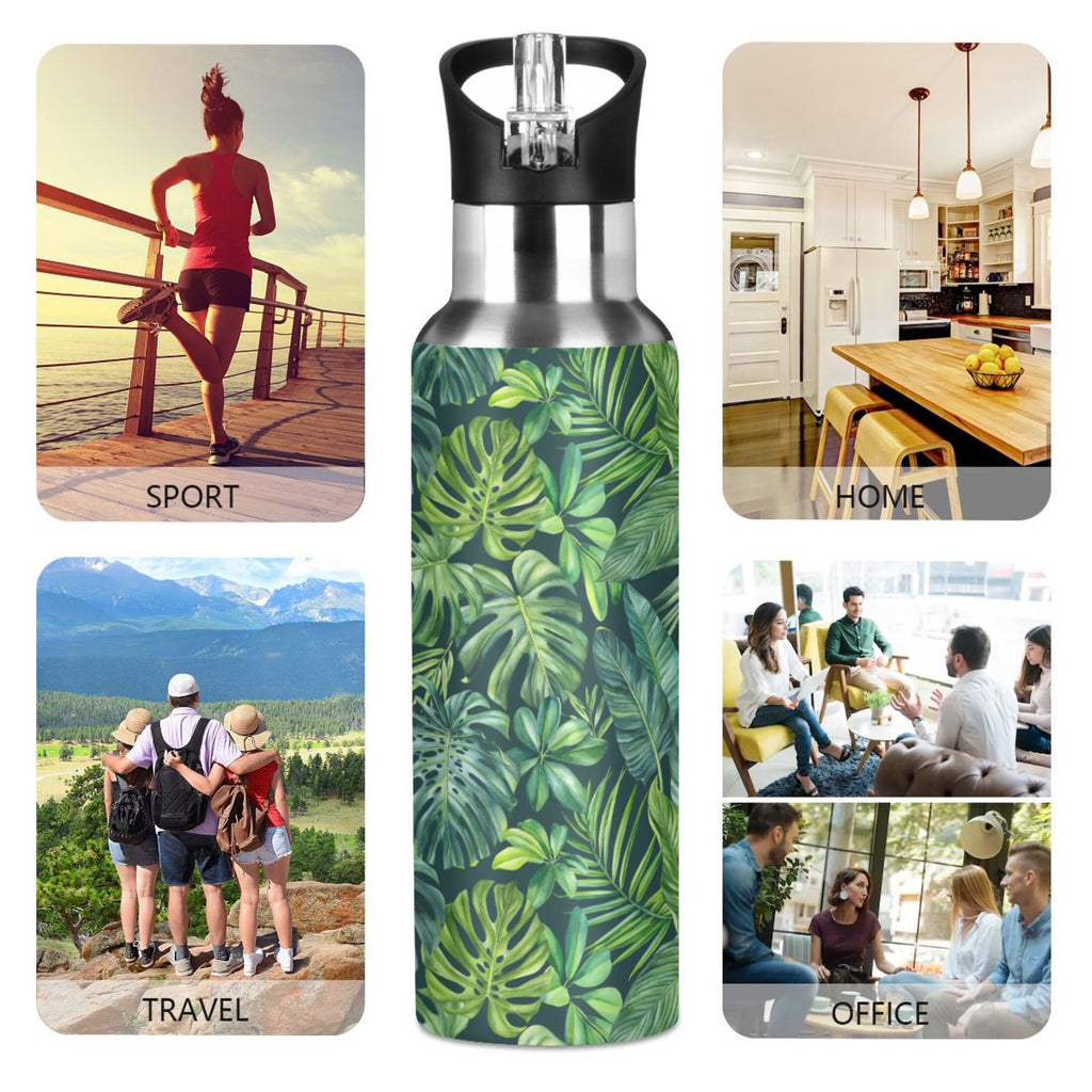 Green Stainless Steel Insulated Water Bottle with Straw Lid V215623
