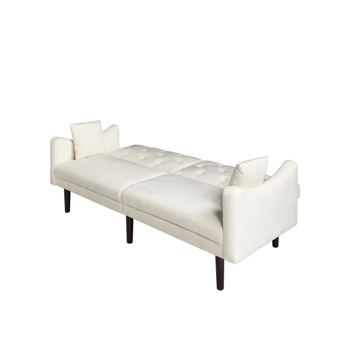 Beige Velvet Futon Sofa Bed with Pillows C630109