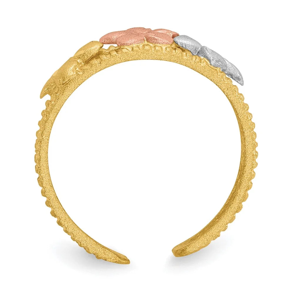 14 Karat Two-tone Plumeria Toe Ring P330246