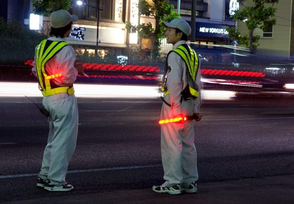 6 Pieces 21-inch Signal Traffic Safety Baton Light Traffic Control Wand Red LED 2 Flashing Modes R701