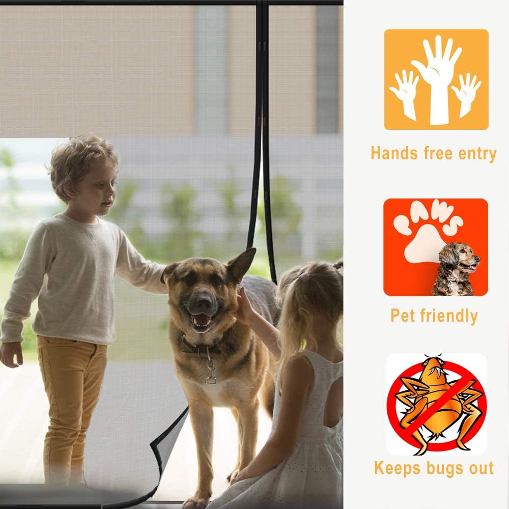 Magnetic Garage Door Screen 16x7FT Fiberglass Mesh Pack of 2 X940