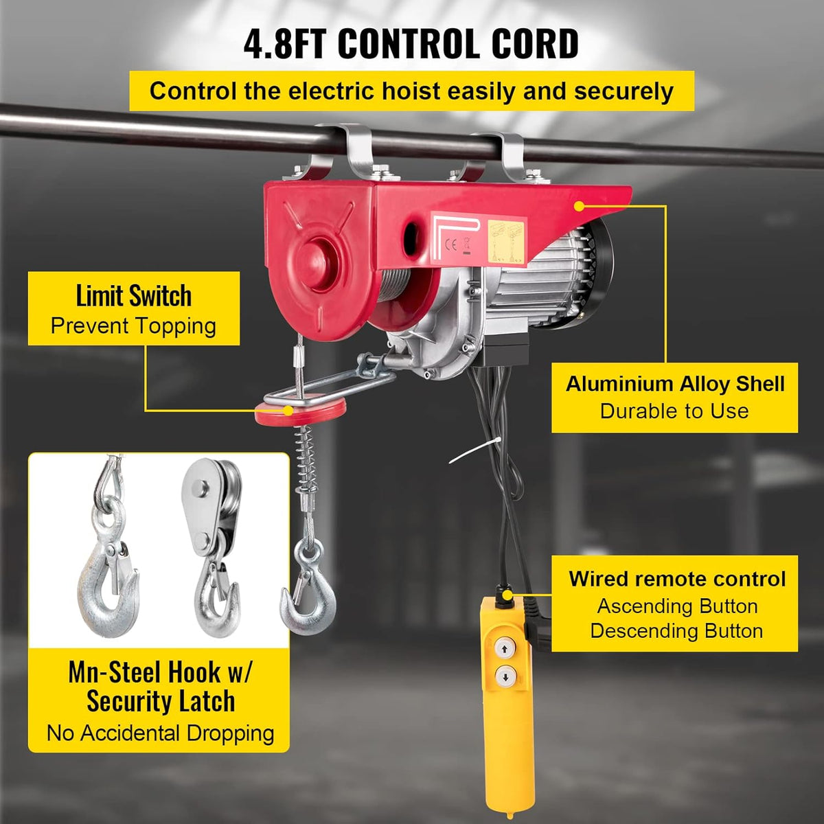 2000 lb Electric Hoist with Remote Control M5442