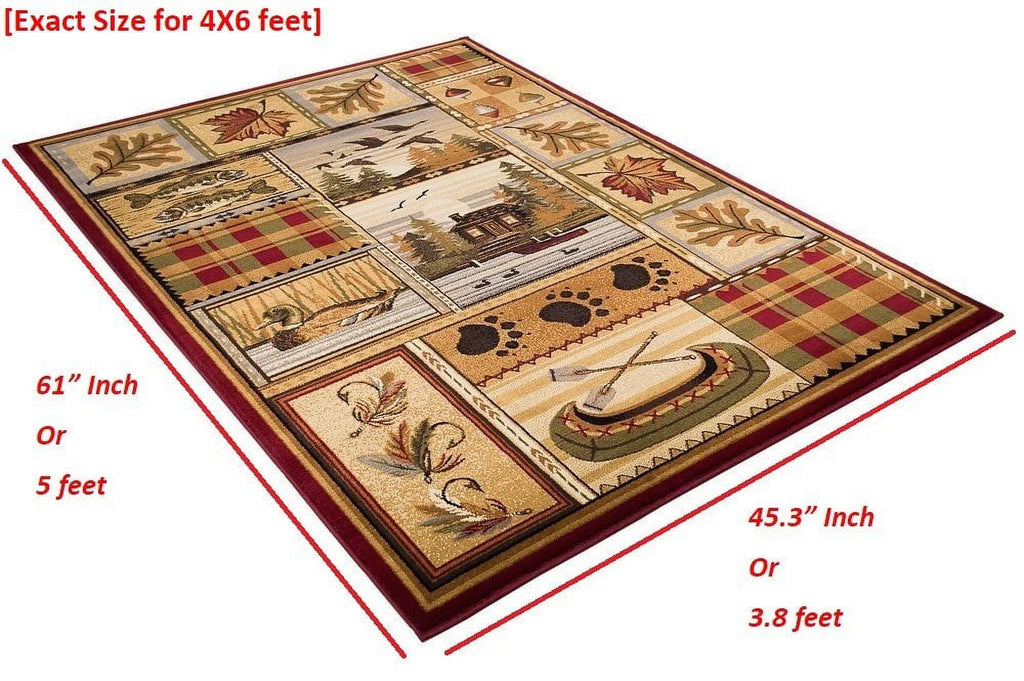 Beige/Multicolor Cabin Area Rug V3930
