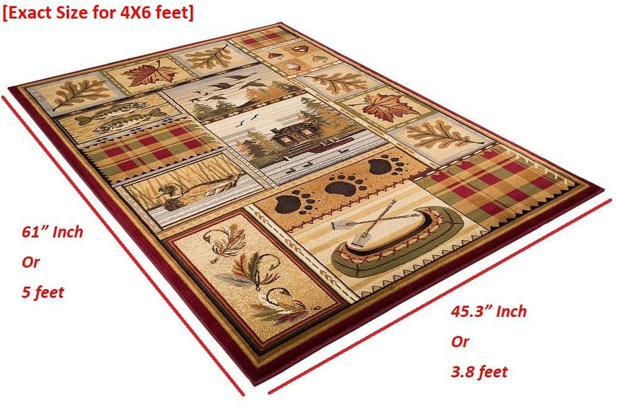 Beige/Multicolor Cabin Area Rug V3930