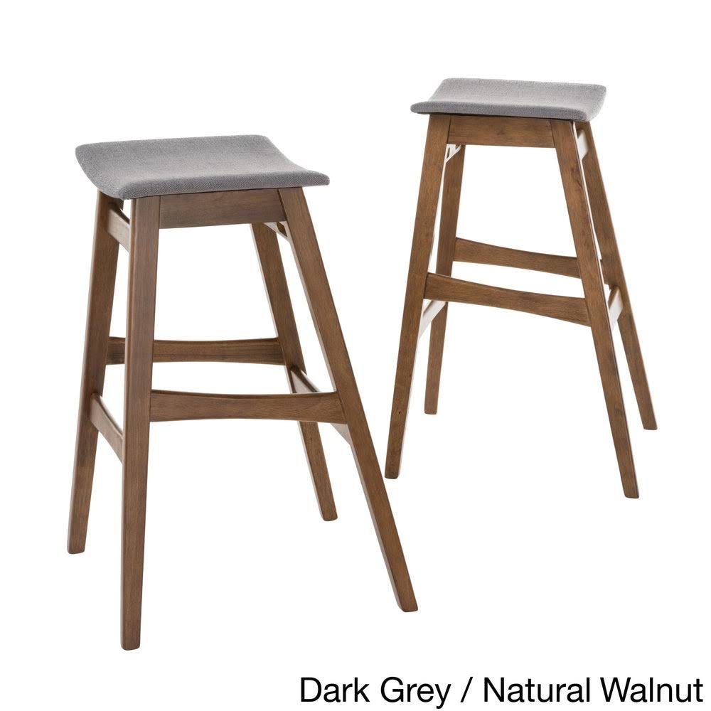 Dark Grey Fabric Bar Stool Set of 2 N160934