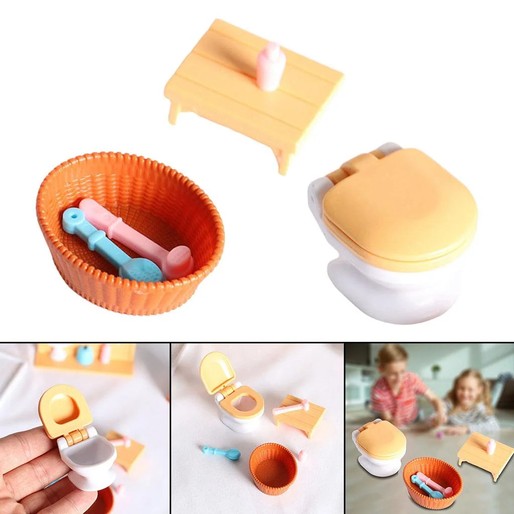 1:12 Dollhouse Modern Bathroom Bathtub Toilet Miniatures K18750