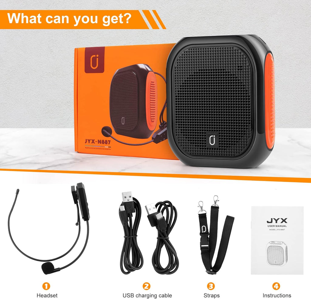Portable Voice Amplifier with Wireless Microphone Headset and Waistband, Rechargeable PA System, Pack of 2 R3428