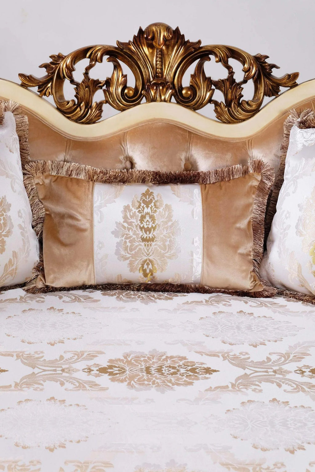 Beige & Gold Wood Trim Sofa L170660
