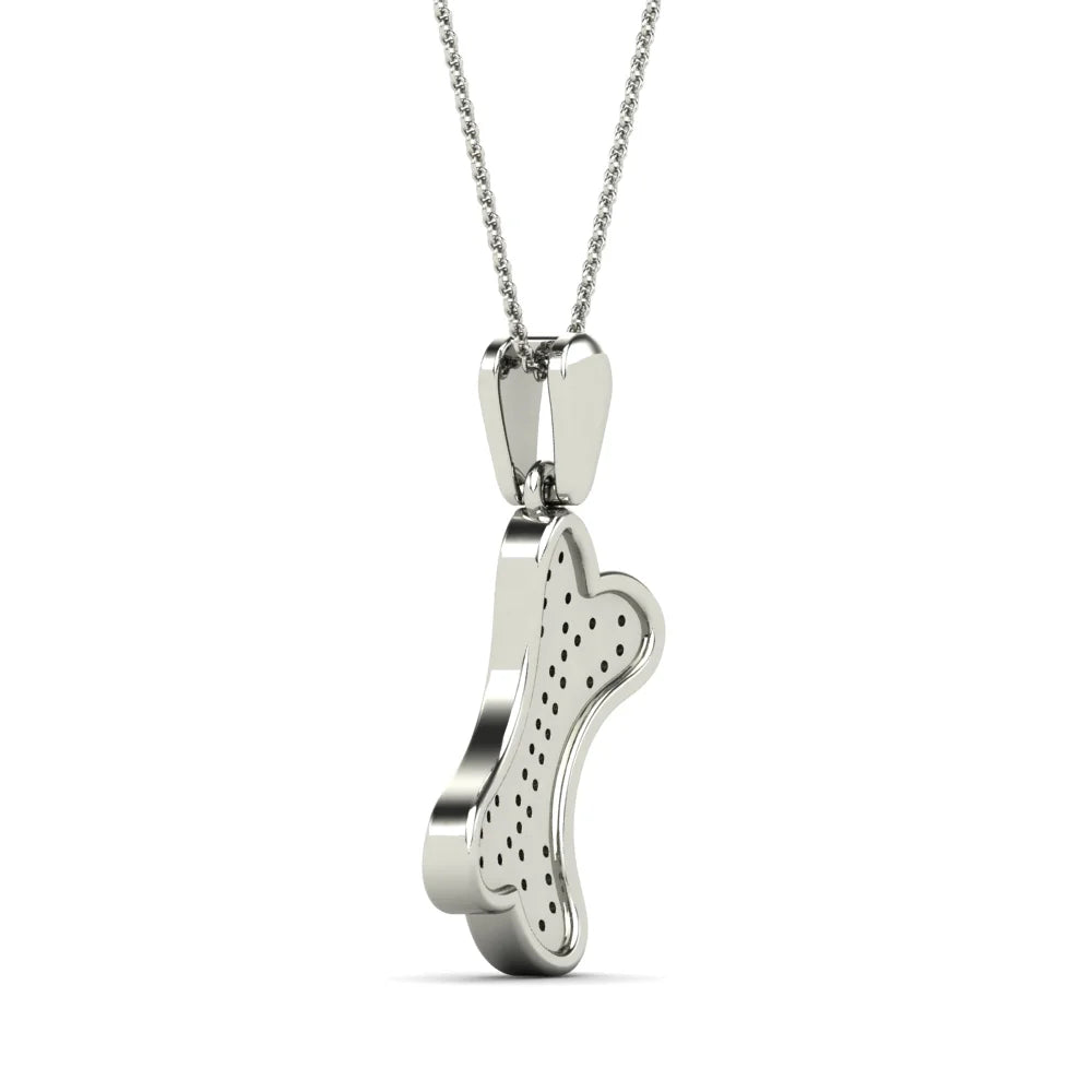 10K White Gold Diamond Dog Bone Pendant Necklace P24355