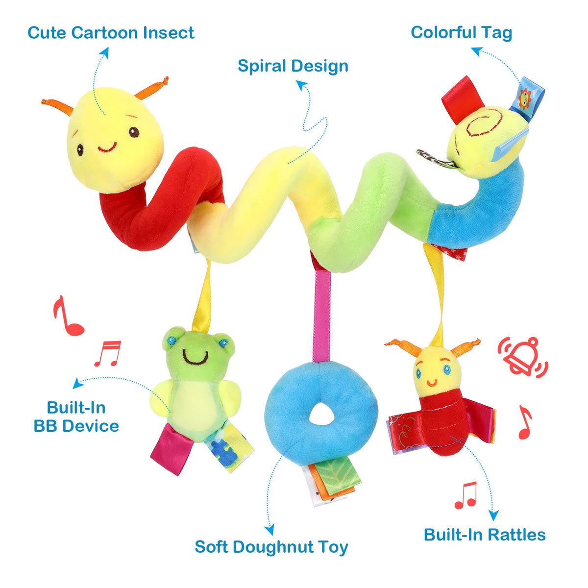 Baby Crib Cot Pram Hanging Rattles Spiral Stroller Car Seat Toy R6749