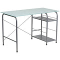 Glass Computer Desk with Open Storage Y777102