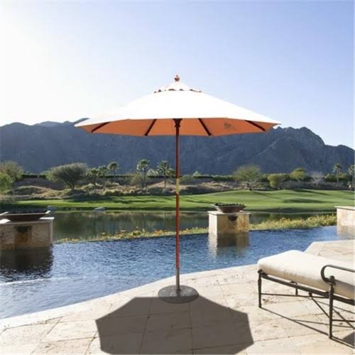 7.5 ft. Dark Wood Cafe Brass Umbrella Q105044