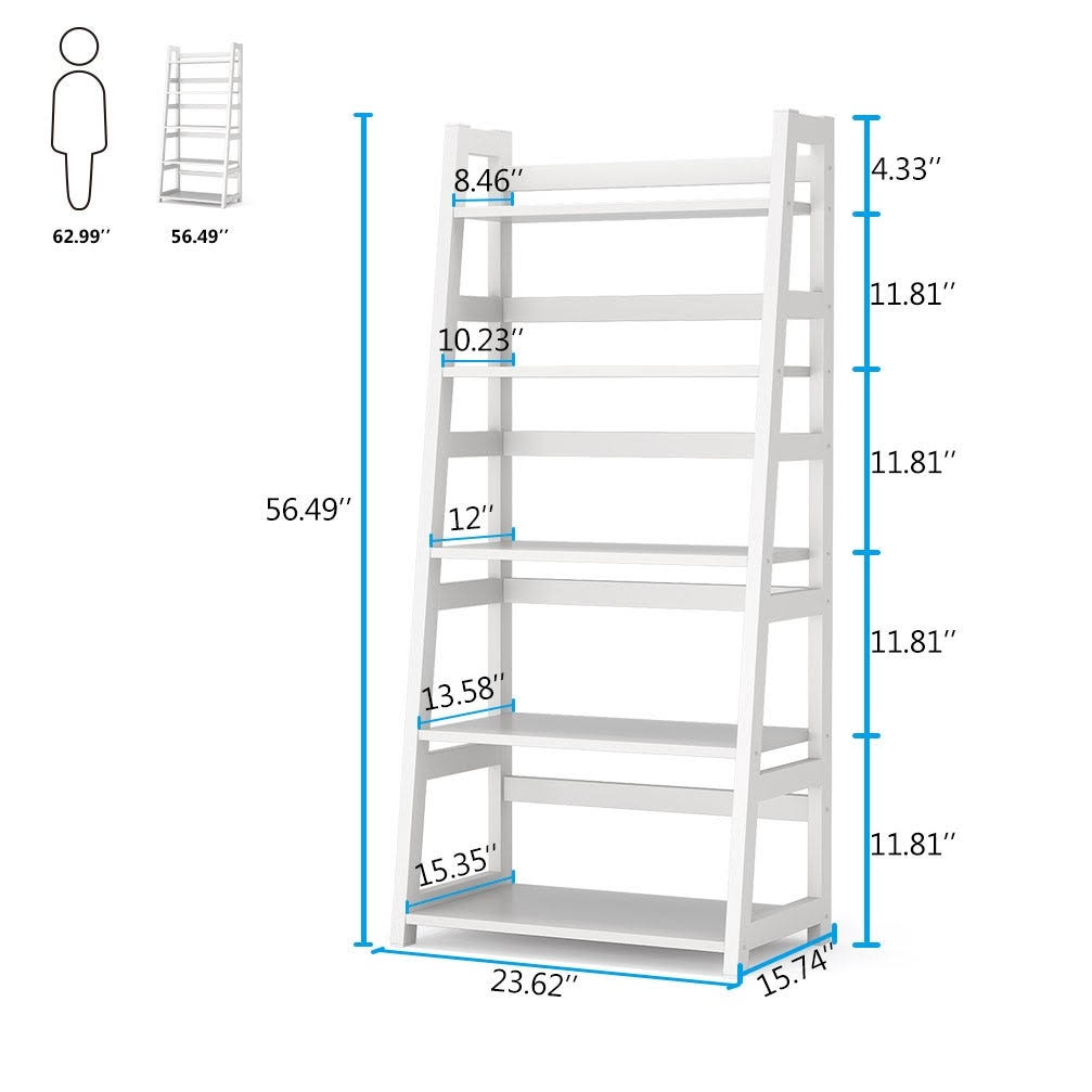 Walnut/Black 5-Tier Bookshelf R694887