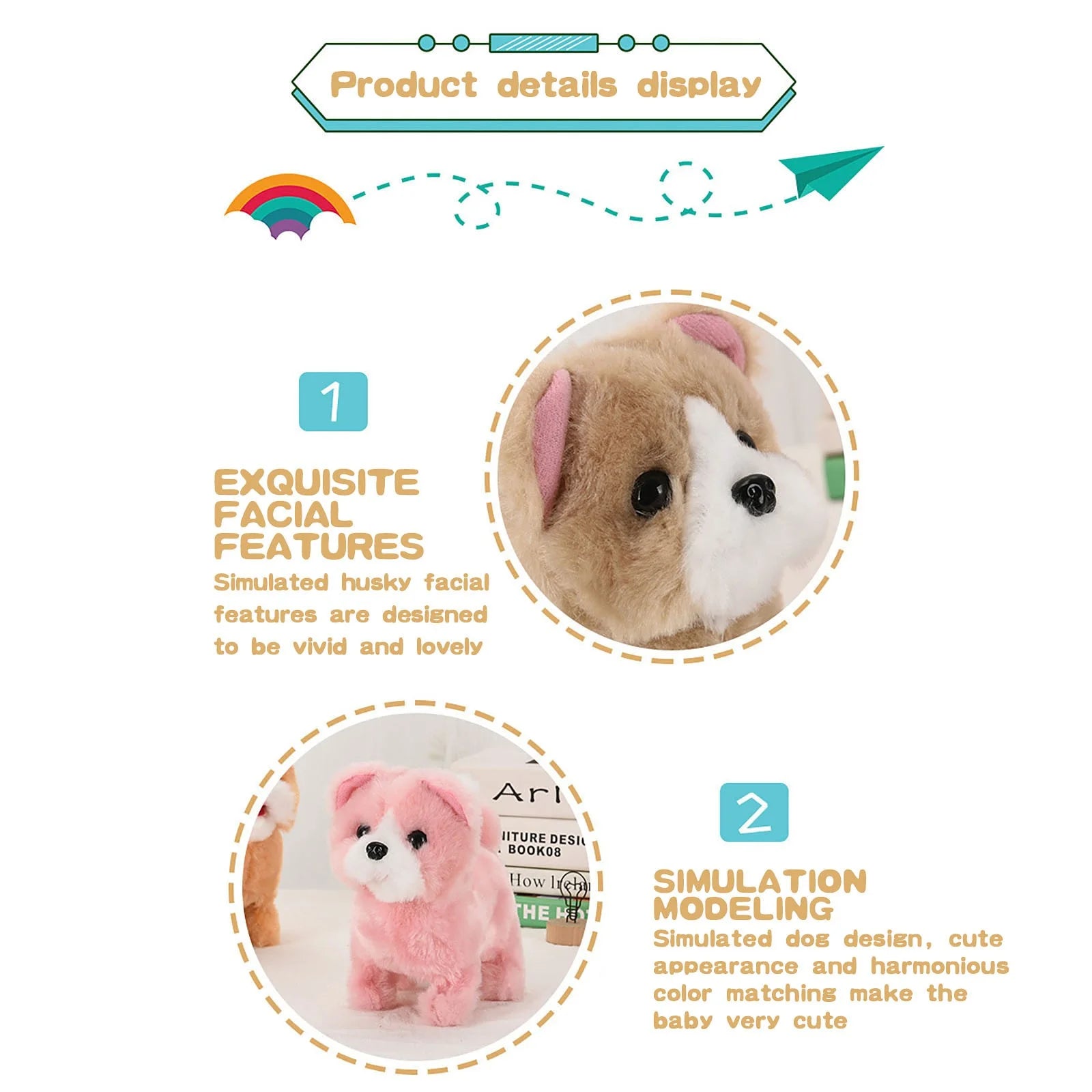 Pink Simulation Plush Dog Toy P445077