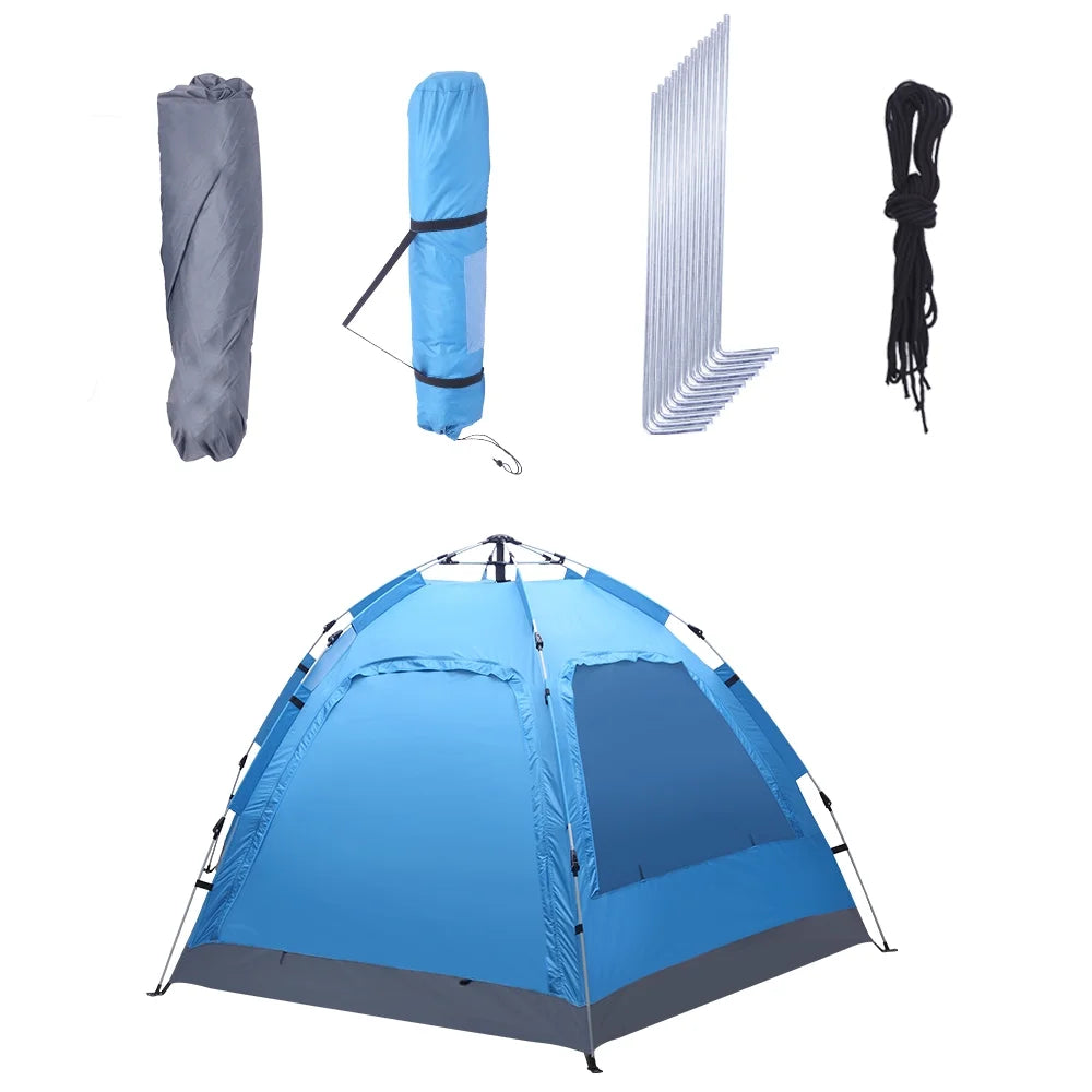 Waterproof Instant Pop Up Camping Tent, 3-4 Person Double Layer Dome Tent H282