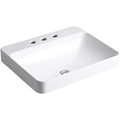 White Rectangle Vessel with Widespread Faucet Holes W952