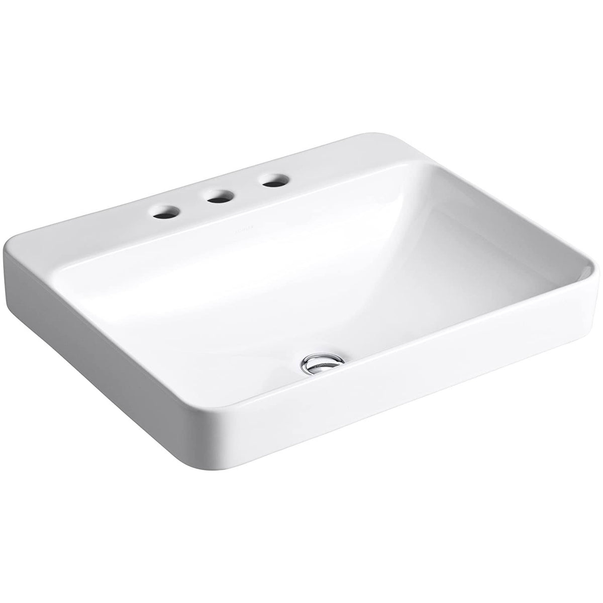 White Rectangle Vessel with Widespread Faucet Holes W952