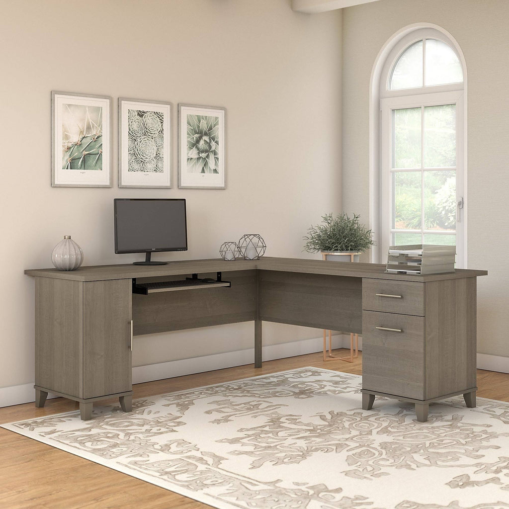 Mocha Cherry L-Shaped Desk O294355