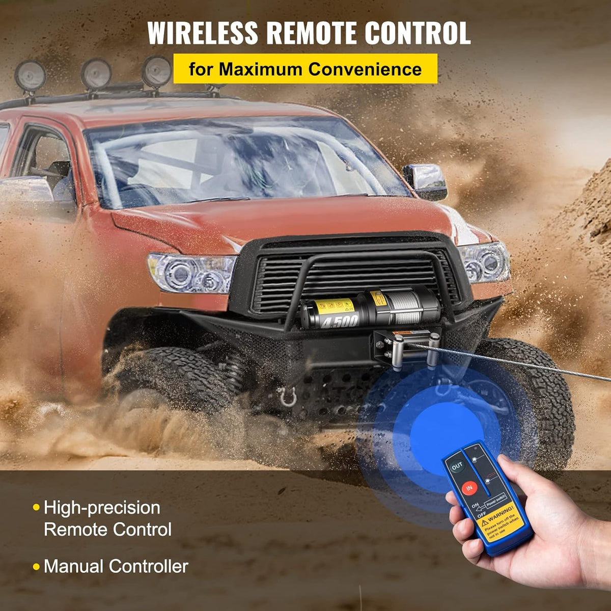 4500lb 12V Electric Winch with Wireless Remote Control Y118