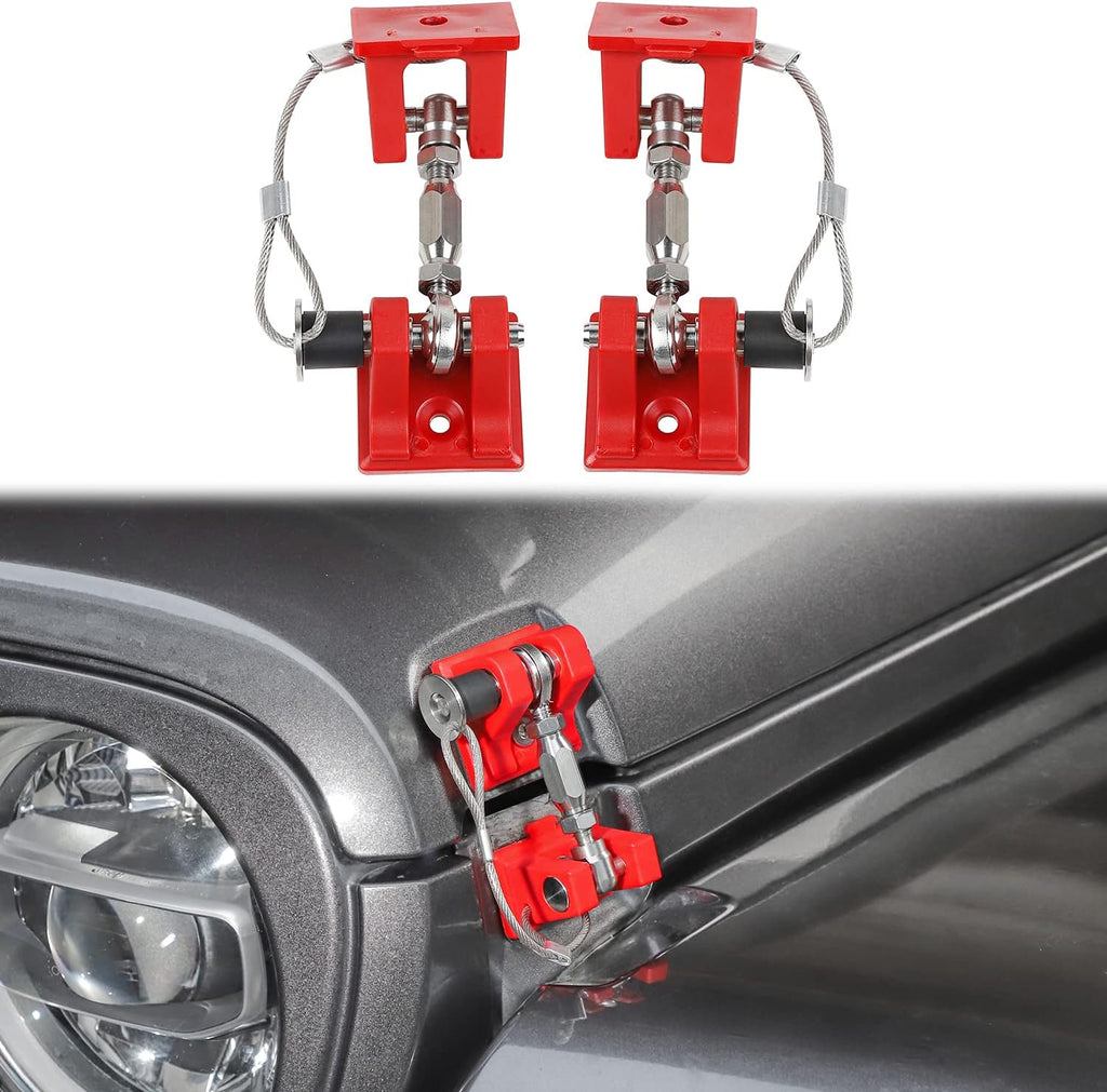 Stainless Steel Locking Hood Latch Catch Kit (Red with Lock) A22452