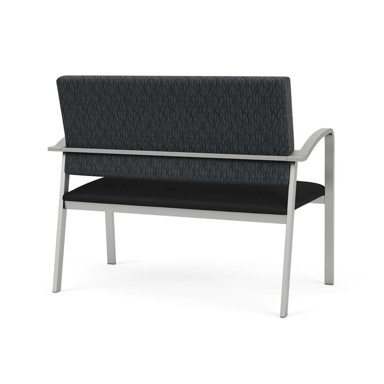 Silver/Black Polyurethane Reception Loveseat F407527