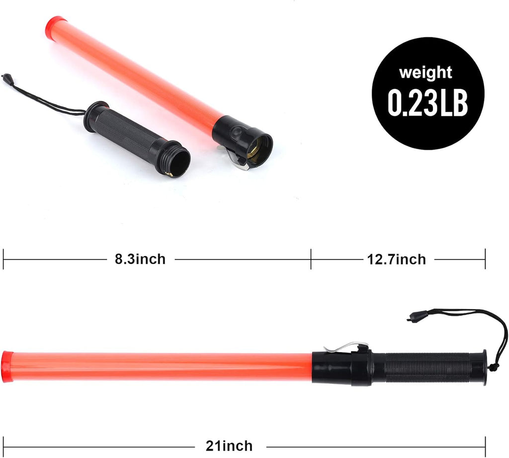 6 Pieces 21-inch Signal Traffic Safety Baton Light Traffic Control Wand Red LED 2 Flashing Modes R701