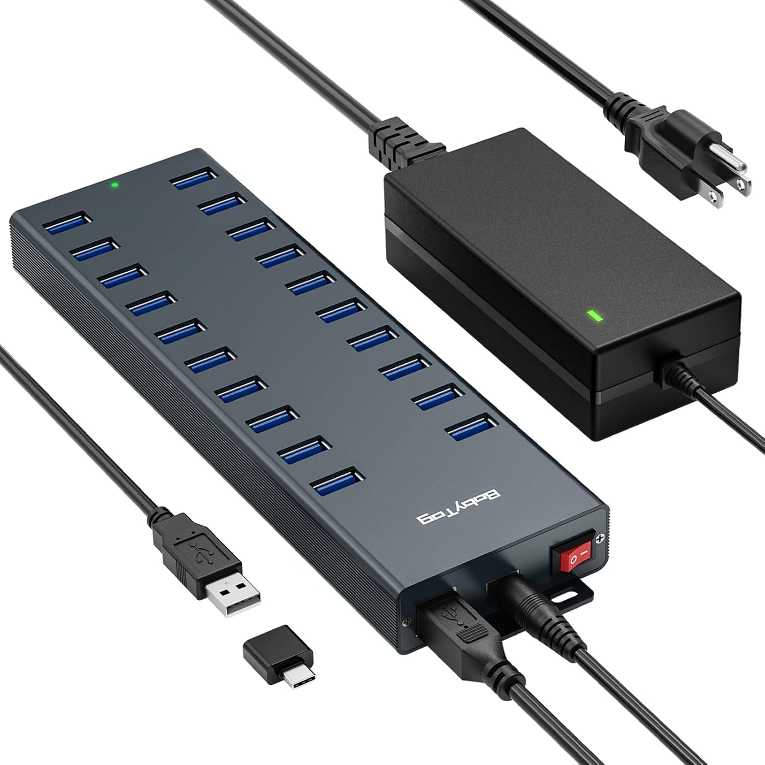Powered USB hub 20 Ports with 12V/8A-120W Power and Data Cable C41349