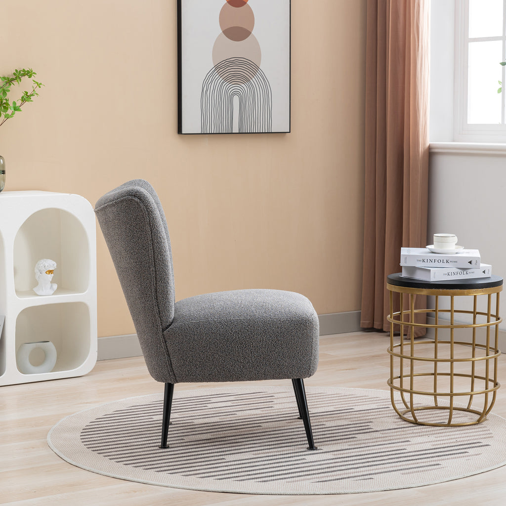 Gray Boucle Upholstered Armless Accent Chair C963587
