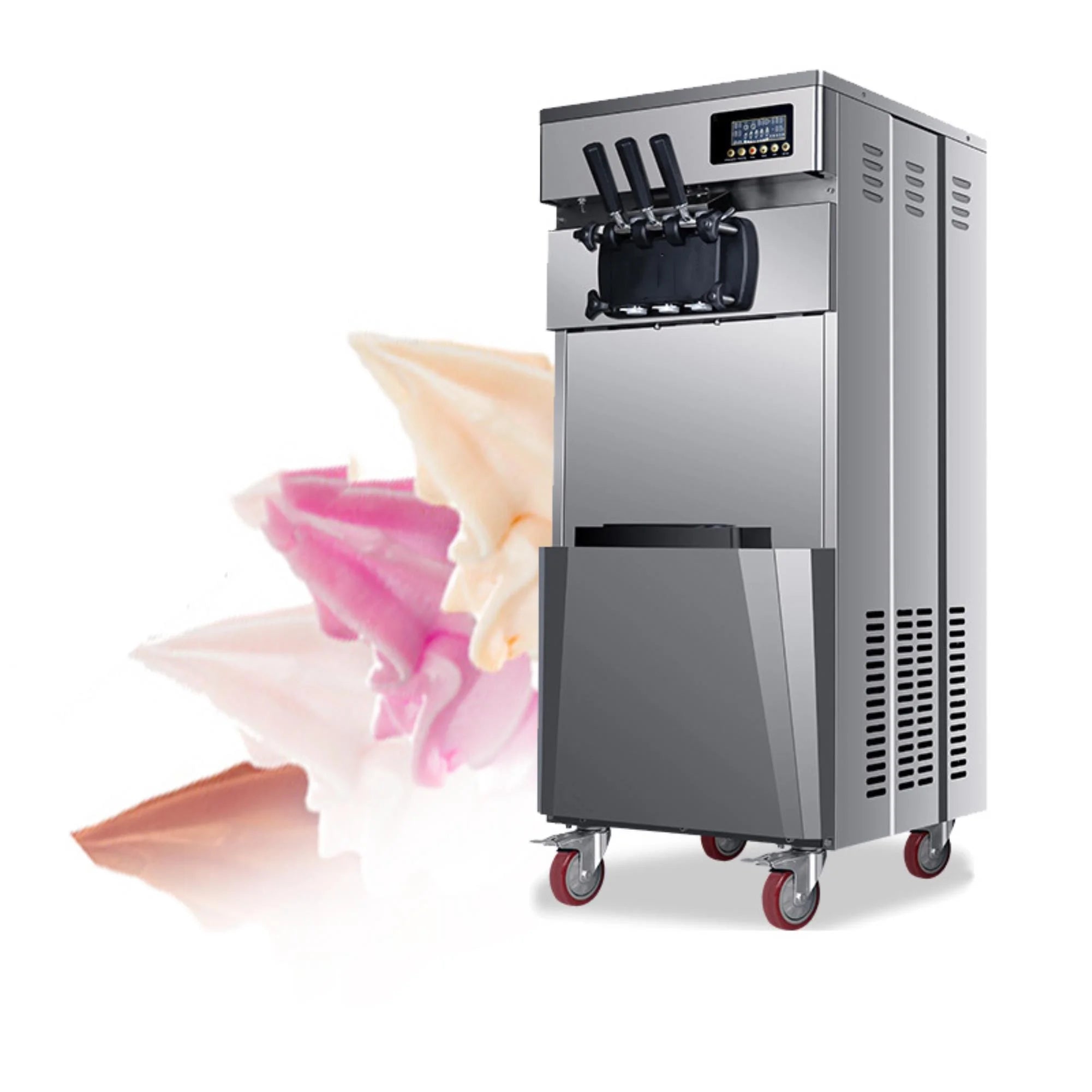 Commercial Three Flavors Ice Cream Maker with Stainless Steel Stand W818