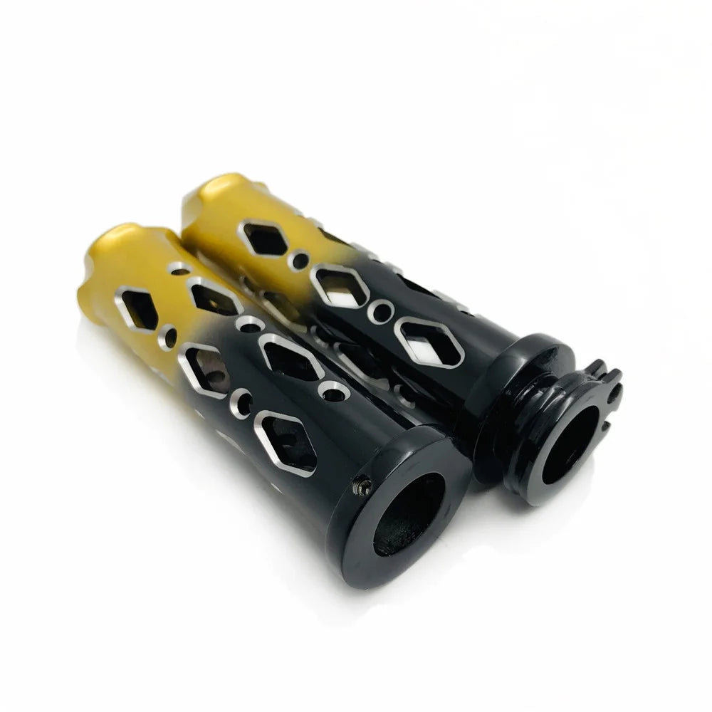 Black Gold 22mm Spike Motorcycle Hand Grips W9509